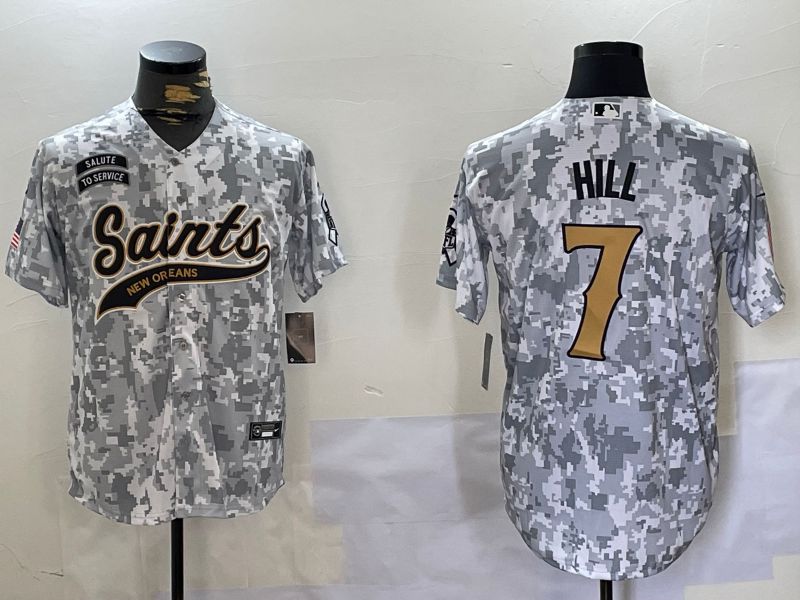 Men New Orleans Saints #7 Hill Nike Arctic Camo 2024 Salute to Service Limited NFL Jersey style 9->new york mets->MLB Jersey